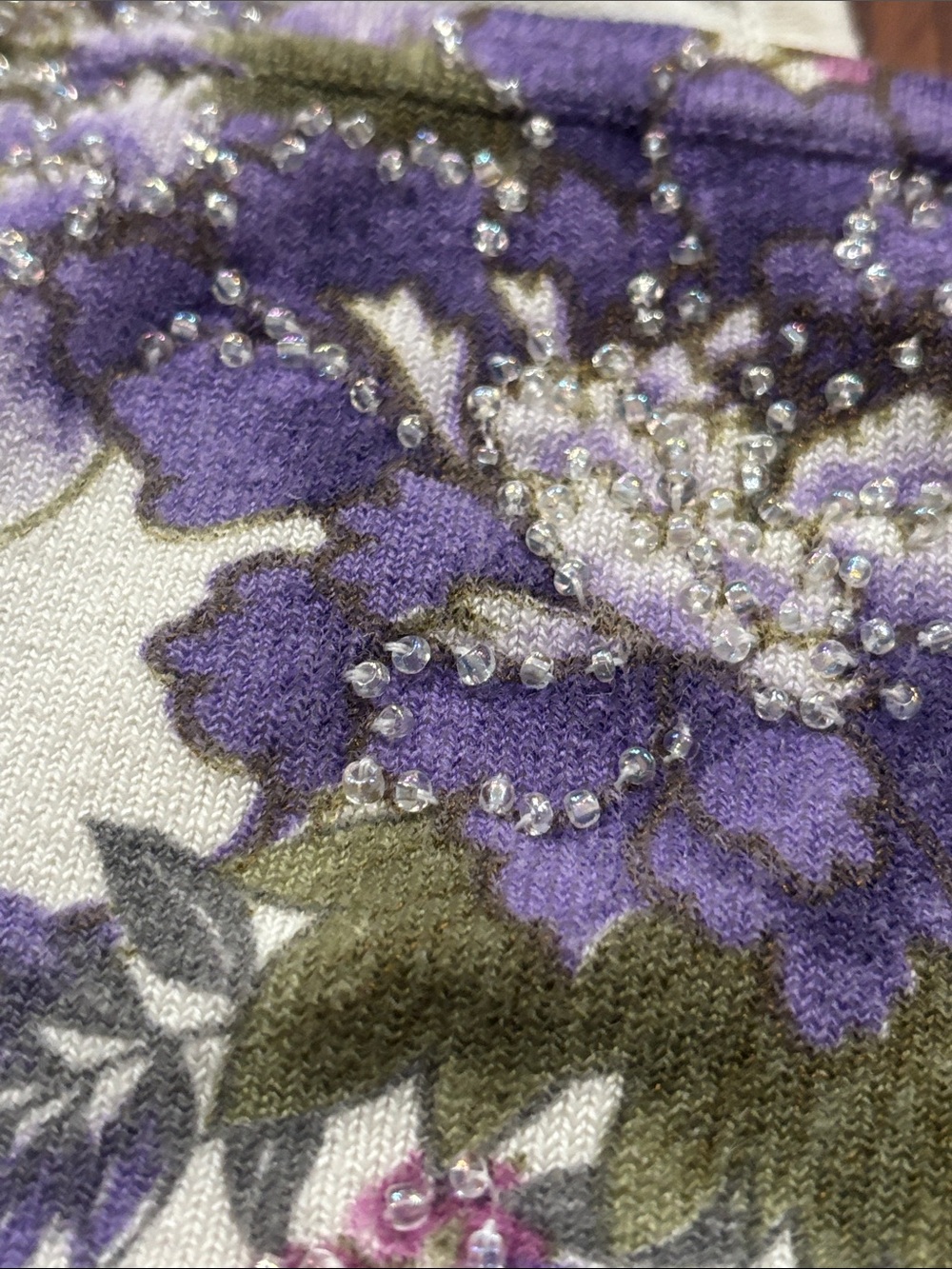 Y2K extremely rare Cream Floral Strappy Tank Top w/ Bead & Sequin Accent | Small - Picture 3 of 7